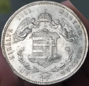 1869 Hungary 1 Forint - Francis Joseph I - 12.3457g .900 Silver - Picture 1 of 6