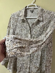 Camisa túnica floral J. Jill manga larga 100 % lino botón delantero XL ligera a6 - Imagen 1 de 6