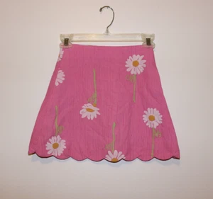 Lilly Pulitzer Mädchen Größe 7 Rock rosa weiß grün Gänseblümchenmuster Jakobsmuschelsaum - Bild 1 von 4
