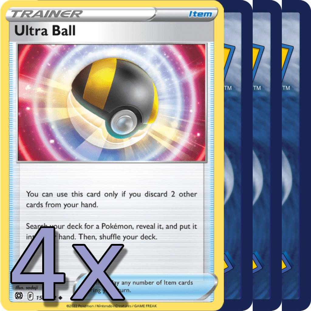 Pokemon TCG - 4x Ultra Ball Trainer Cards (Scarlet & Violet Set, NM Condition)