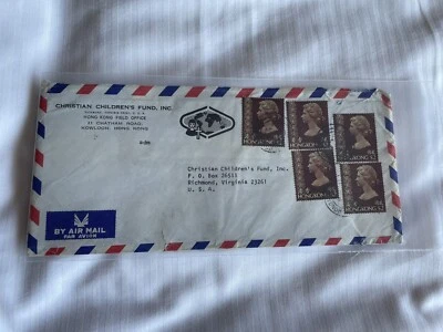 Hong Kong 1978 Cubierta a EE. UU. + Franking QEII 2 $ X5 + Tarifa de correo aéreo inteligente + Multiuso Foto 1 de 2