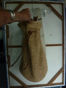 J. Crew woven sling bag Raffia Paper Leather Trim Long Shoulder Bag NWT - Picture 1 of 6