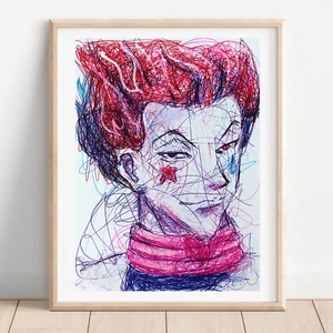 Hisoka Morow Ballpoint Pen Print, Hunter X Hunter Art Poster - Picture 1 of 3