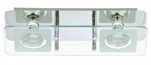 LED 2 Fl. Deckenleuchte in Chrom GU10 mit Glasdekor Rechteck 6W 500lm - Bild 1 von 2