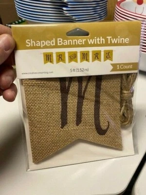 Rustic Wedding Mr and Mrs Burlap Pennant Banner Bridal Shower Decoration New!!! - Image 1 of 2