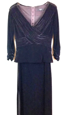 Colección Tadashi Mujer’s Marrón Choco Terciopelo Maxi Falda L Conjunto Blusa M 2 Piezas Foto 1 de 4