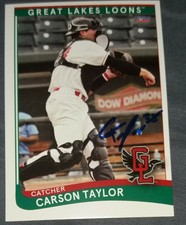 Carson Taylor Signed 2021 Great Lakes Loons Auto Card Los Angeles Dodgers