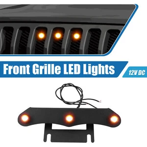 Front Grille LED Lights Set for Jeep Gladiator JT 2020-2023 Amber Light Black - Picture 1 of 8