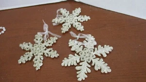 Set of 3 SPARKLY 5" - 5.5" SNOWFLAKE Christmas Ornaments - Picture 1 of 4