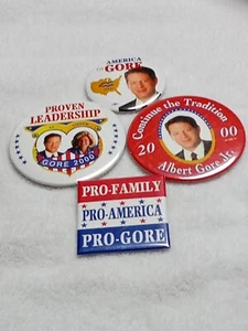 Political Buttons Al and Tipper Gore Lot #3 - Picture 1 of 2