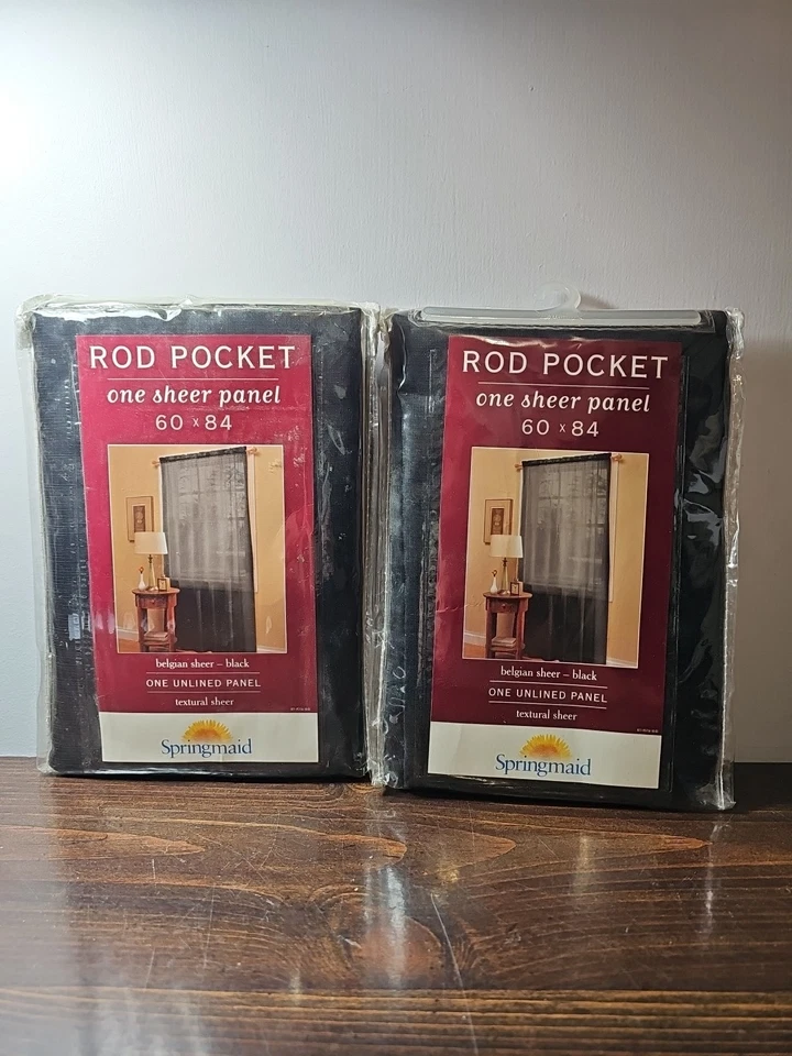 Lot of 2 Sheer Curtain Panels 60 x 84 New Springmaid Belgian Textural Polyester - Image 1 of 4