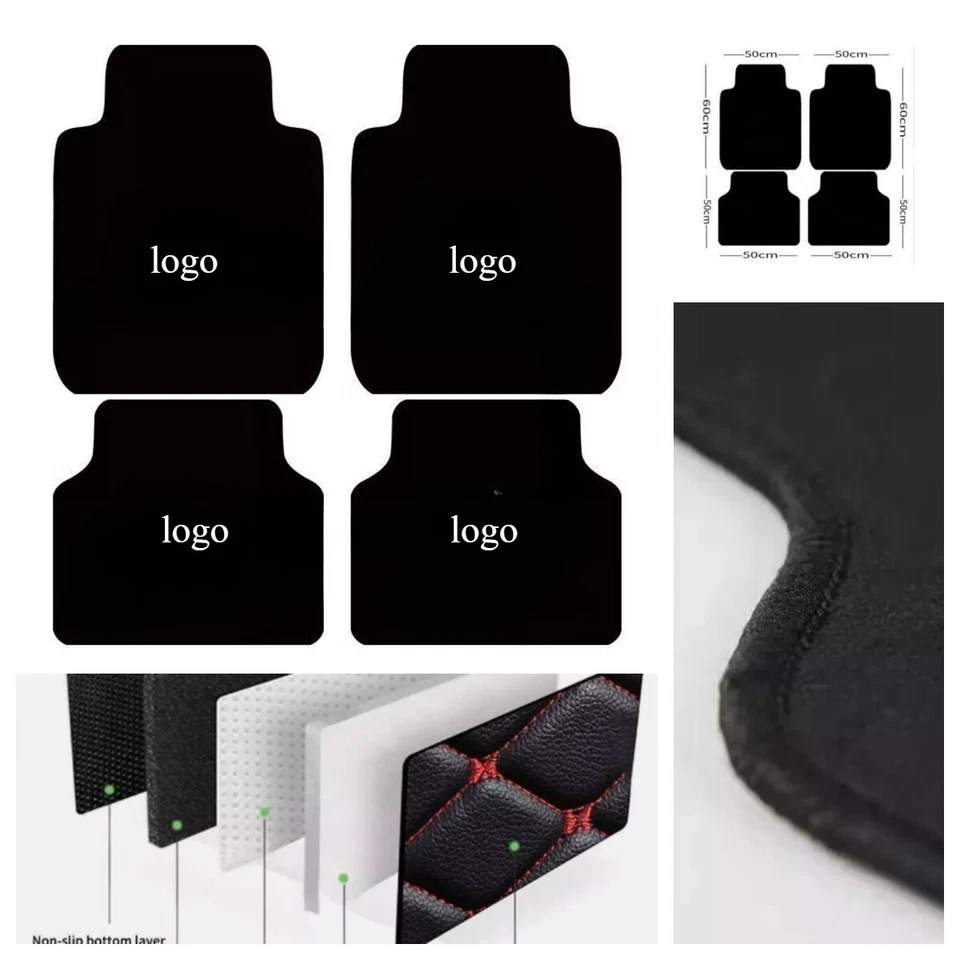 Black Carpets For Mercedes-Benz All Models Universal Fit Floor Mats Rugs 50x60cm - Image 1 of 1