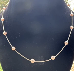 ✨Vintage Perlen Schlangenkette Halskette 925 Sterling Silber 925 Italy FAS 18"✨ - Bild 1 von 7