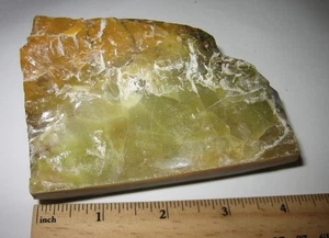 4" LARGE! SAW CUT NATURAL ROUGH GOLD GREEN OPAL CRYSTAL STONE MINERAL ~ 452.6g - Picture 1 of 9