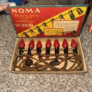 Noma Lichterkette 4 alle Celebrations mit Mazda Lampen 1929 Made in USA - Bild 1 von 7