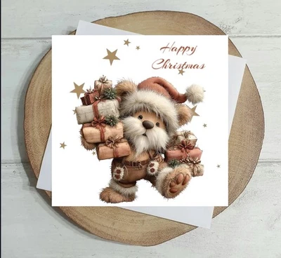 Cute Teddy Bear Christmas Card, Traditional Christmas Cards - Image 1 of 4