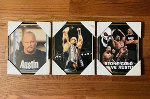 3 Vintage WCW WWF Wrestling Stone Cold Steve Austin 8x10 Framed Photos - Picture 1 of 5