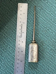 Vintage Mini Pocket Thumb Press Oiler Oil Can Made USA Fishing Reel Sewing - Foto 1 di 10