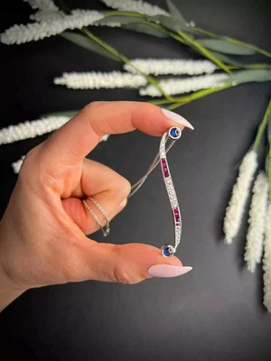 14K White Gold Plated 1.00 Ct Round Lab-Created Ruby Journey Christmas Pendant - Image 1 of 2