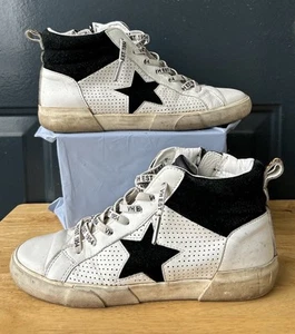 Havana Lester White Black Star High Hi Top Sneakers Women 7.5 Vintage - Picture 1 of 7