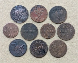 10 Pcs Dutch Netherlands VOC 1 Duit , CENT , Stuiver 1732 - 1840 Copper Coin_254 - Picture 1 of 4