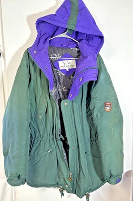 Abrigo Chaqueta Parka Triple Fat Goose Verde Plumón Con Capucha Talla Mediana Foto 1 de 4