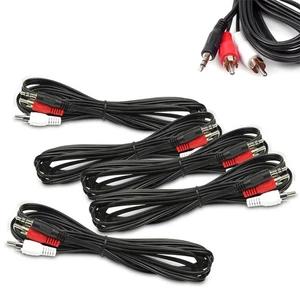 5X 5FT 3.5MM AUX AUXILIARY RCA MALE PLUG AUDIO STEREO JACK CONNECTOR CABLE CORD - Picture 1 of 1