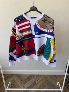 Sudadera vintage Polo Ralph Lauren estampada multicolor - Imagen 1 de 13