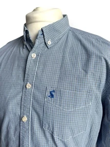 Joules Mens Long Sleeved Check Shirt Size Large Slim Fit Cotton Blue L Cotton - Picture 1 of 24