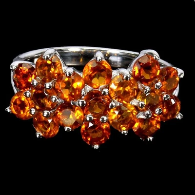 Anillo de plata de ley 925 redondo citrino 4 mm piedras preciosas naturales joyería tamaño 8 Foto 1 de 4