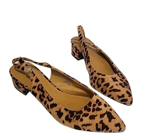 Banana Republic Women Shoes Cheetah Print Sling Back Heels Size 8.5 - Picture 1 of 7