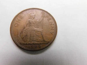 ELIZABETH II DEI GRATIA REGINA F D + ONE PENNY MÜNZE GROSSBRITANNIEN 1966 - Bild 1 von 2