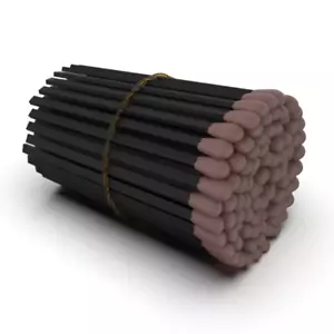 4" Long Matches, Black Stick Brown Tip - 100 Match in Tube with Striker - Picture 1 of 3