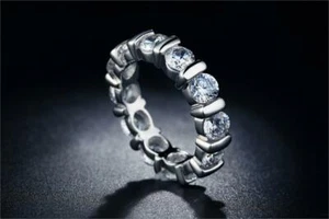 Silver Eternity Ring CZ Promise Friendship Pre Engagement cubic zirconia Deco - Bild 1 von 5