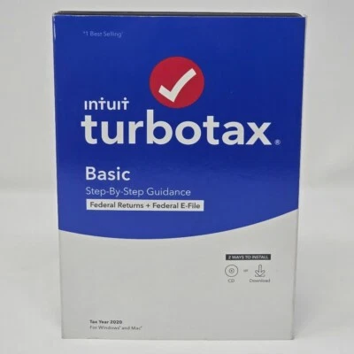TurboTax Basic 2020 Desktop Tax Software, Federal Returns Only + Federal E-file  - Image 1 of 3