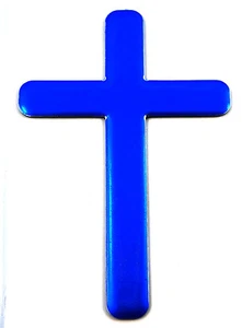 Jesus Cross BLUE decal emblem 3D sticker car bike auto 2"x3" - Foto 1 di 2