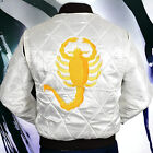 Scorpion Bomber Jacket Ryan Gosling Drive Jacket White Satin Mens Coat Size M