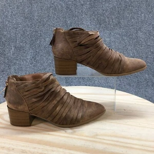 Fergalicious Boots Womens 9.5 M Iggy Pointed Toe Ankle Brown Fabric Zip Heels - Picture 1 of 18