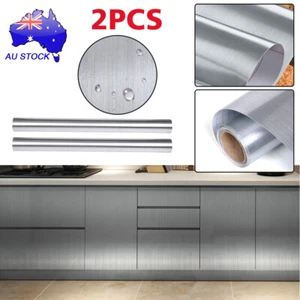 2 Roll Stainless Steel Brushed Self Adhesive Contact Paper Vinyl Wallpaper Decor - Picture 1 of 11