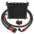 Universal 30 Row Engine Transmission Oil Cooler +Filter Adapter Hose Line Kit BK