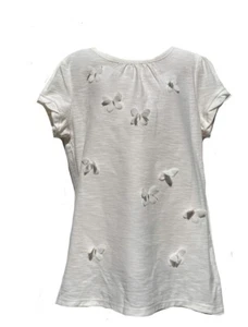 Sonoma Girls Butterfly Short Sleeve Shirt Off White Size 7 - Picture 1 of 5