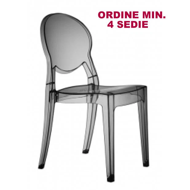 SEDIA MODERNA IGLOO CHAIR SCAB IN POLICARBONATO TRASPARENTE FUME' IMPILABILE - Immagine 1 di 1