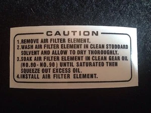 XL XL500S XL250S AIR FILTER CAUTION DECAL - Picture 1 of 3