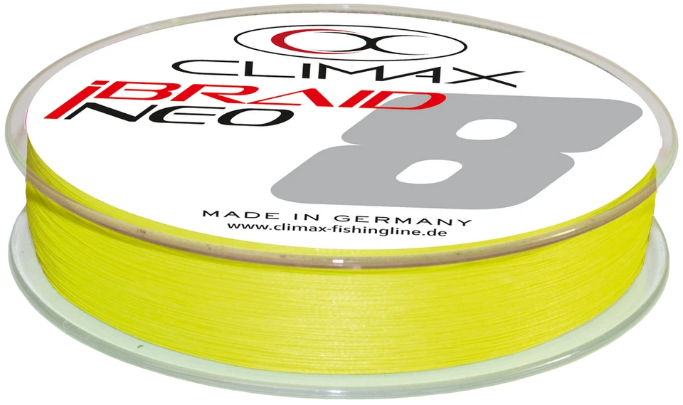 Climax iBraid Neo 8-fach geflochten gelb yellow 300m Angel Schnur Sehne