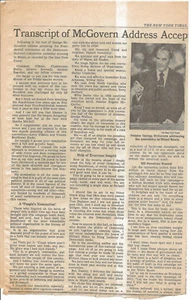 POLITICS ARTICLE (1972) MCGOVERN Accepts Democratic Nomination (Transcript OF - Picture 1 of 2