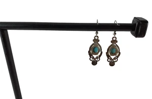 Vintage Turquoise & 925 Sterling Silver Dangle Earrings - Picture 1 of 3
