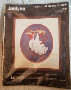 De colección (1986) Janlynn ☆ STRUTTIN' ☆ Kit de punto de cruz contado #59-28 ☆ SELLADO - Imagen 1 de 2