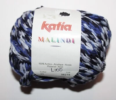 Katia Malindi Col 11 Azul Mezcla 100% Acrílico 100gr 22 yardas Foto 1 de 4