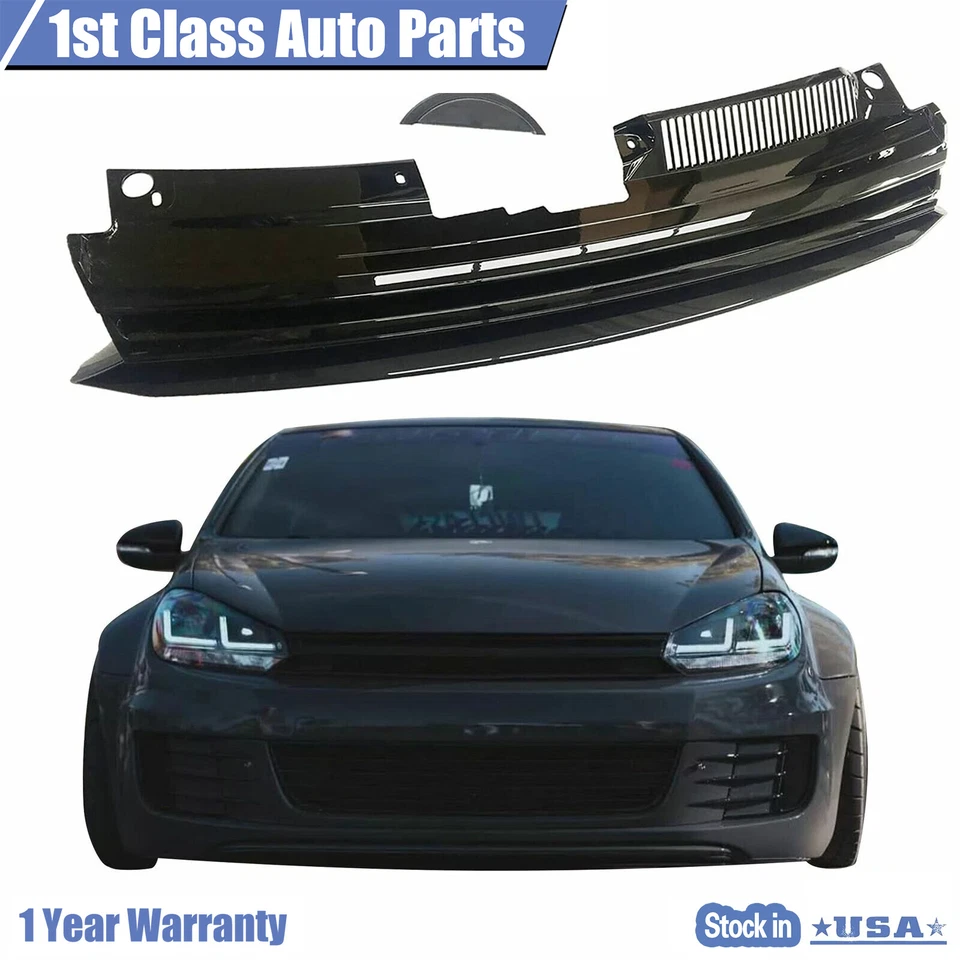 Badgeless Sport Style Grille Black For 10-14 VW Mk6 Golf/GTI/Jetta Sportwagen Foto 1 de 4