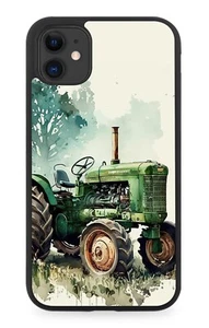 Estuche de teléfono de goma con diseño de tractor de acuarela tractores agrícolas verde arte agrícola DQ5 - Imagen 1 de 2